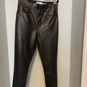 Abercrombie & Fitch Vegan Leather Pants - Black